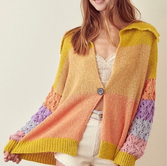 Last One HP x2❣️Color Block Cardigan - Picture 4 of 7